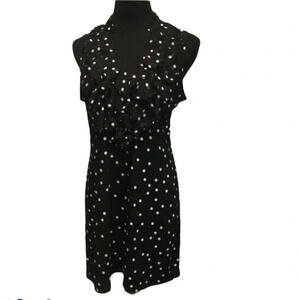 White House Black Market polka dot ruffle dress Sz M